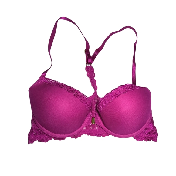 Smart & Sexy Fuchsia Racerback Lace Front Close Push Up Underwire Bra 36B - Picture 8 of 8